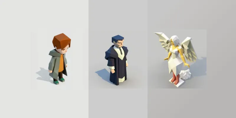 Minimalistic Low-poly Characters generated by undefined