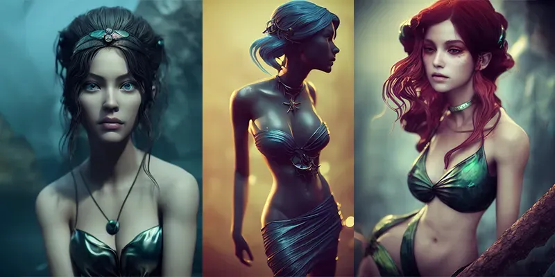 Beautiful Photorealistic Female Mermaids generated by undefined