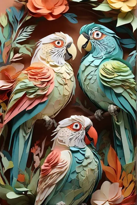 Layered Paper Animal Art Pieces