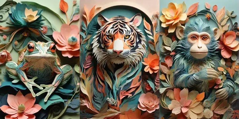 Layered Paper Animal Art Pieces generated by undefined