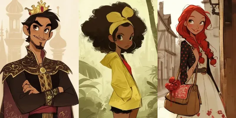Disney-inspired 2D Character Designs generated by undefined