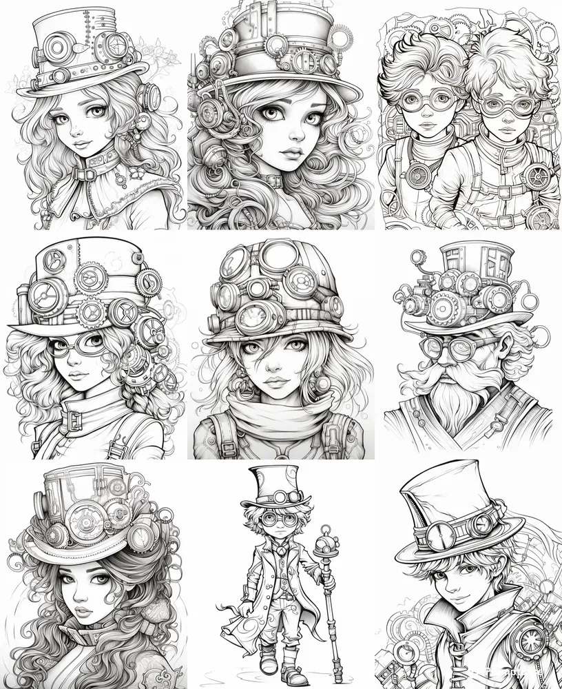Steampunk Coloring Book Pages