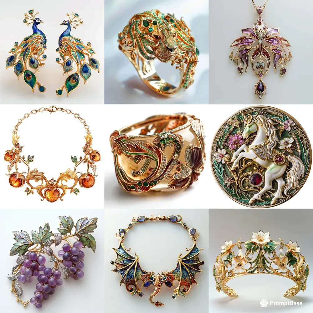 Art Nouveau Jewelry In Rene Lalique Style