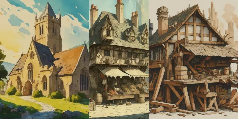 Cozy Medieval Whimsical Paintings generated by undefined