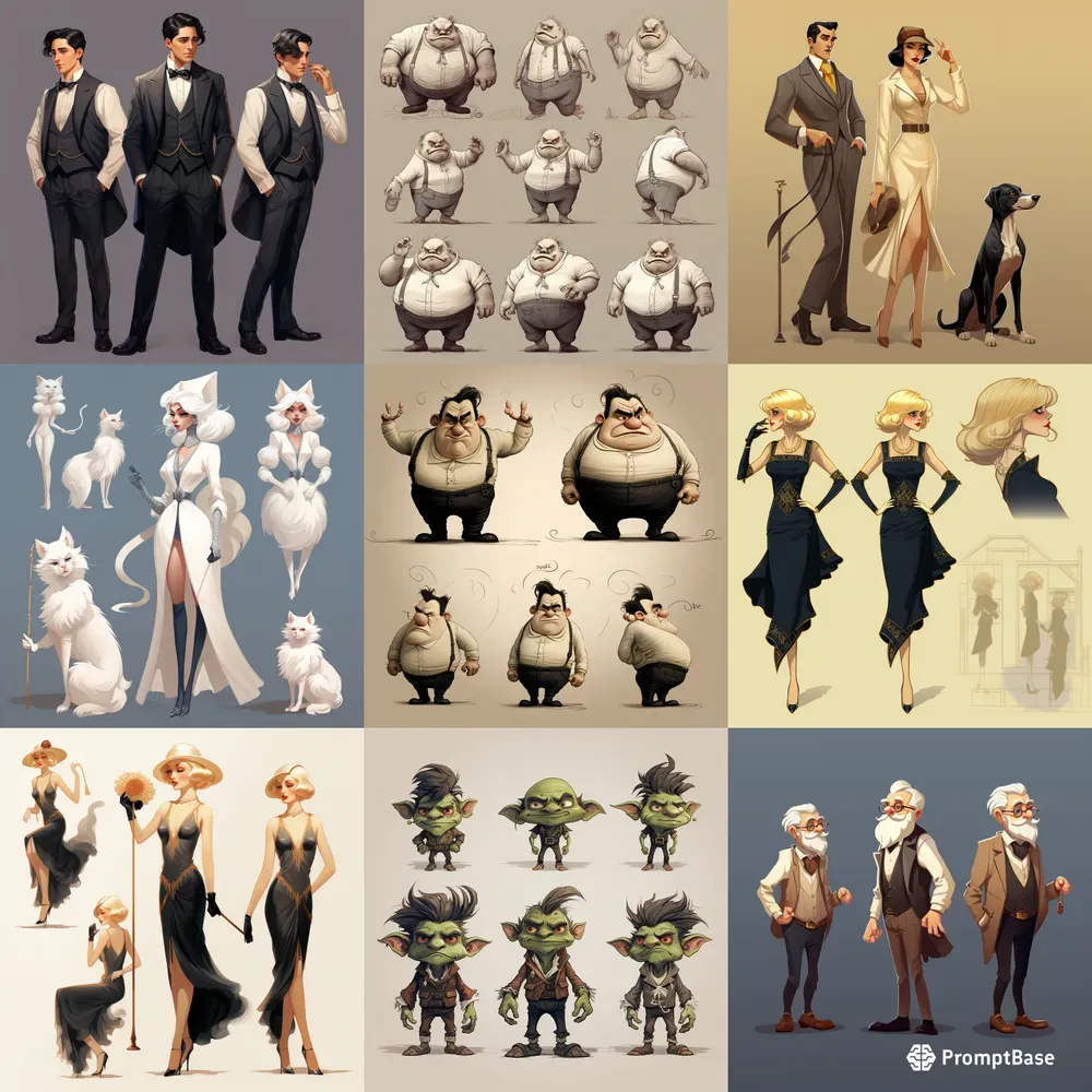 1920s Style Character Design Sheets