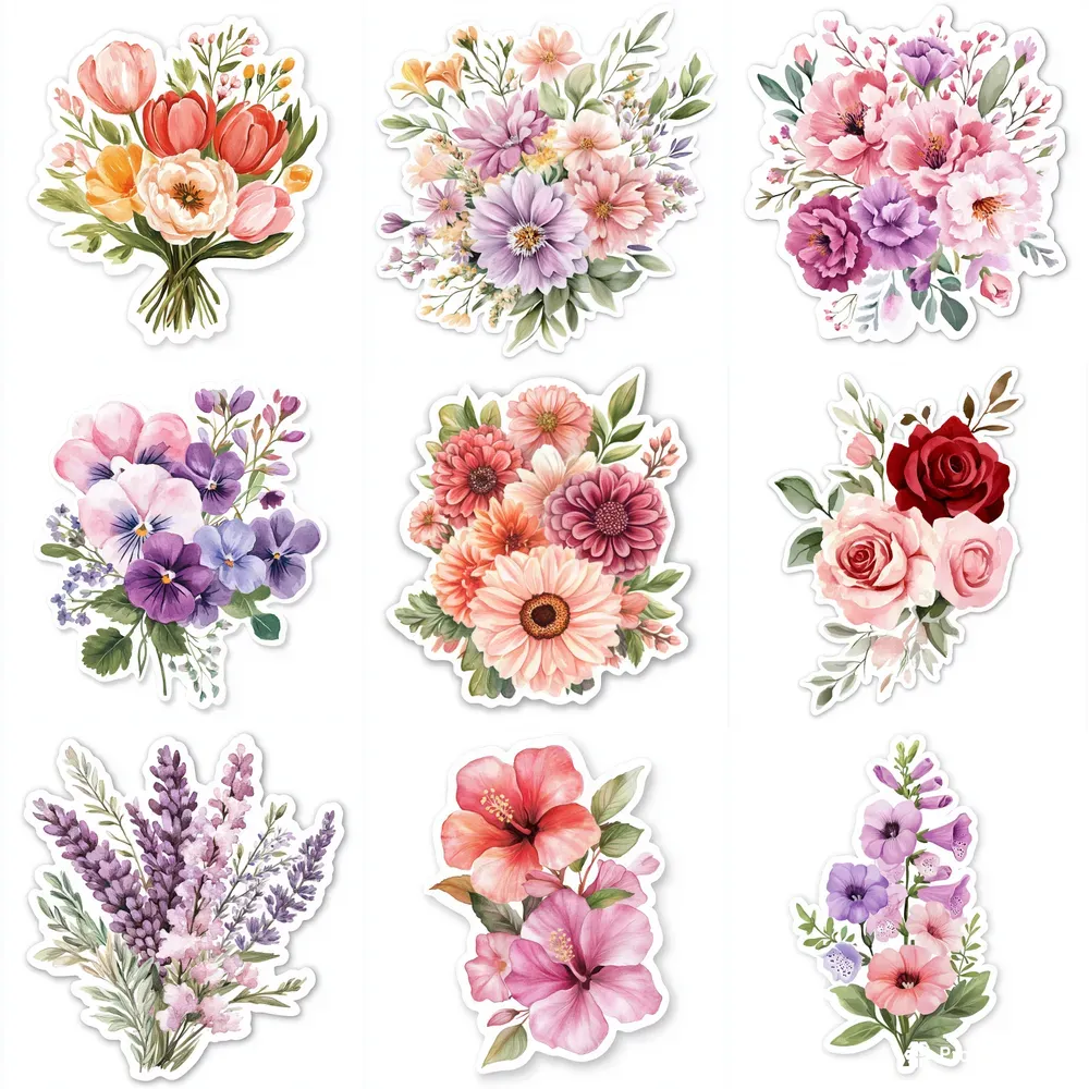 Delicate Cute Watercolor Flower Stickers
