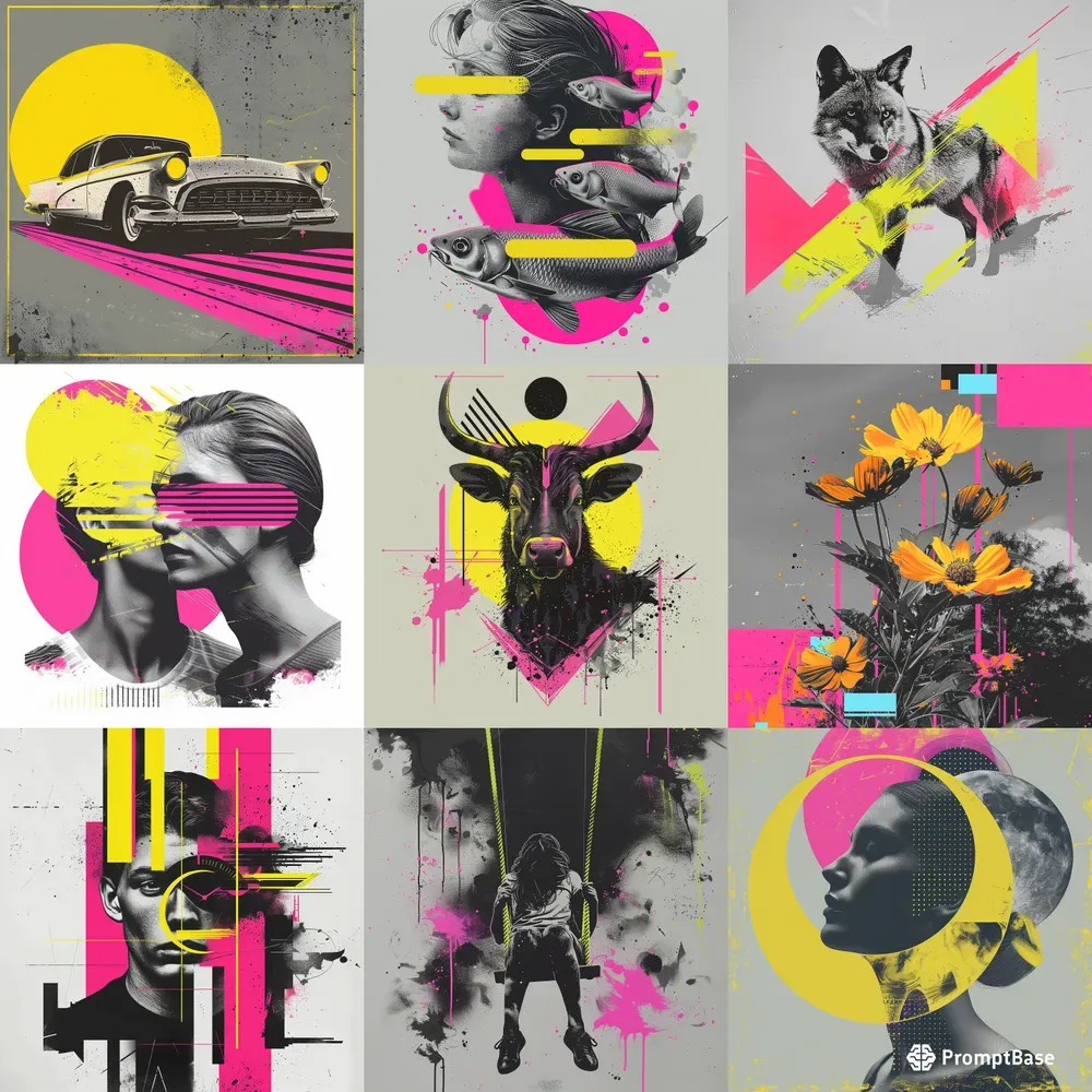 Messy Neon Art Prints
