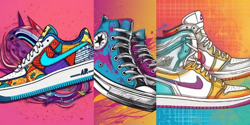 Pop Art Style Advertisements For Shoes generated by undefined
