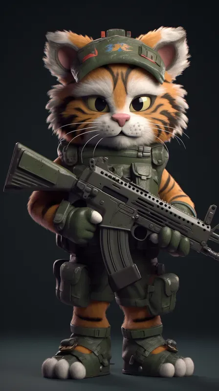 Cute Animals In Uniforms With Guns