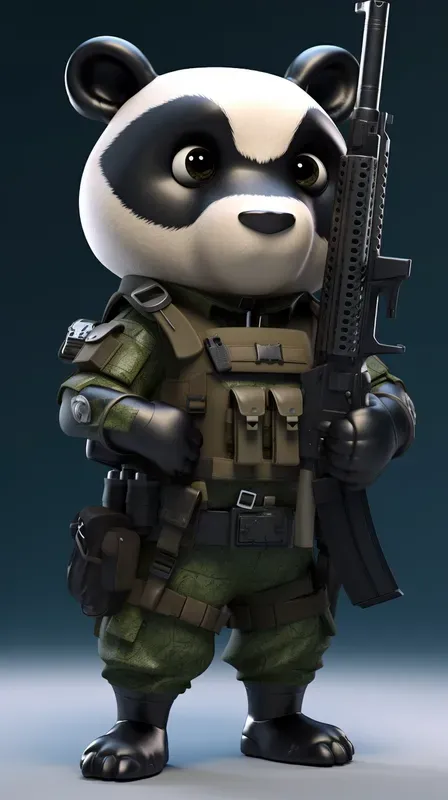 Cute Animals In Uniforms With Guns