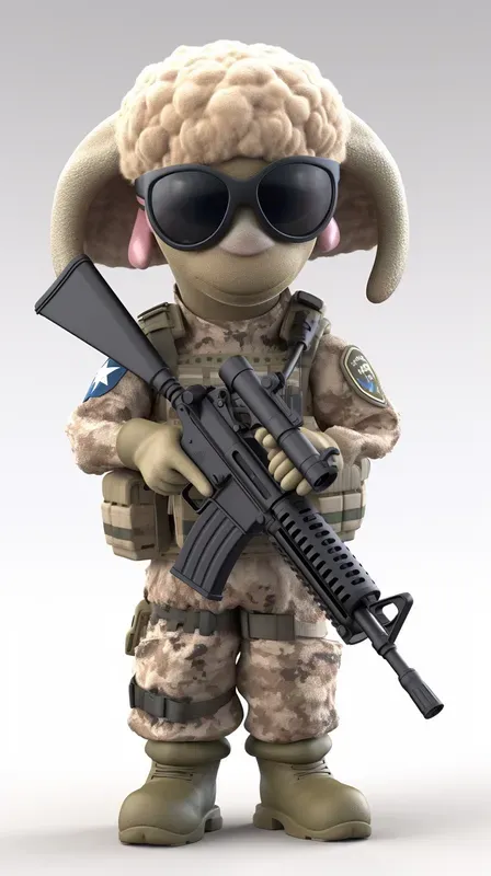Cute Animals In Uniforms With Guns