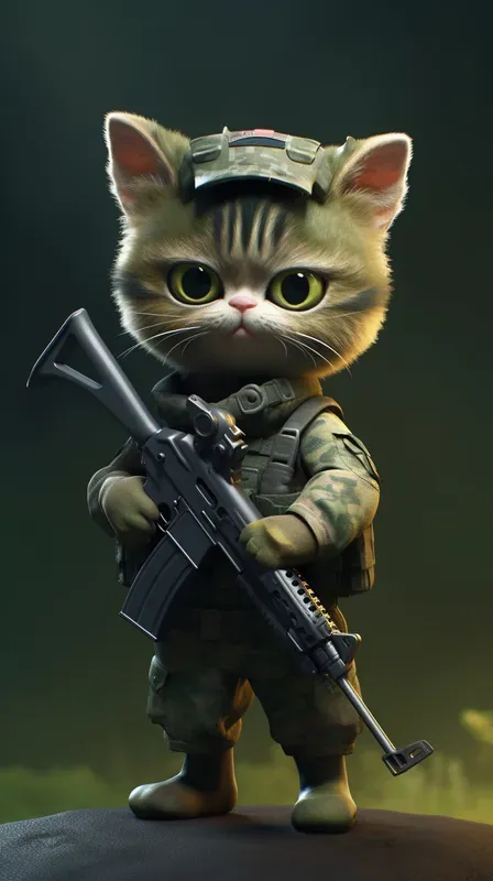 Cute Animals In Uniforms With Guns
