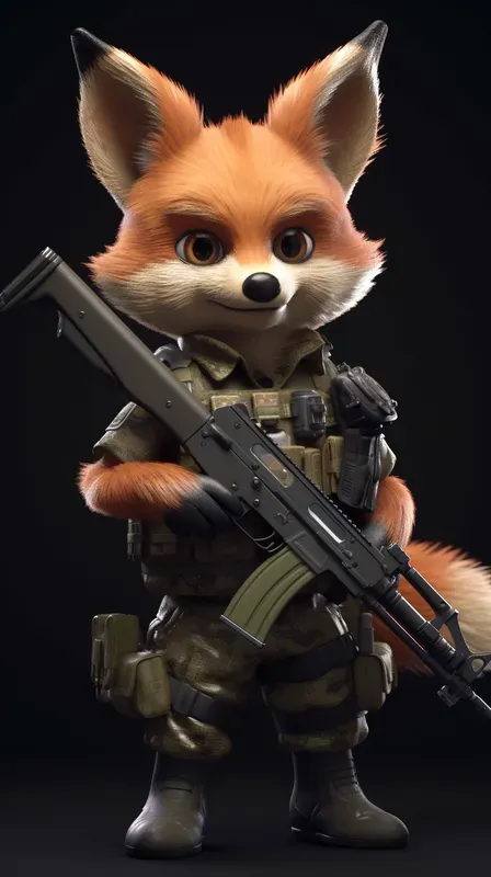 Cute Animals In Uniforms With Guns
