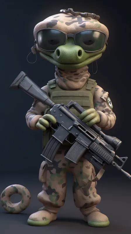 Cute Animals In Uniforms With Guns