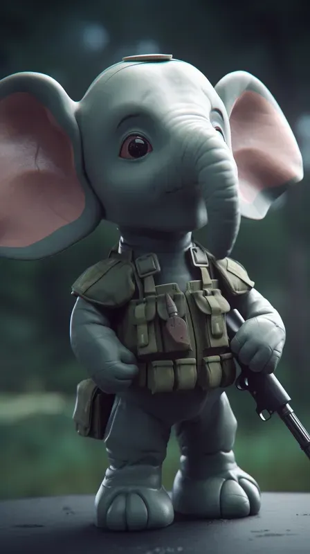 Cute Animals In Uniforms With Guns