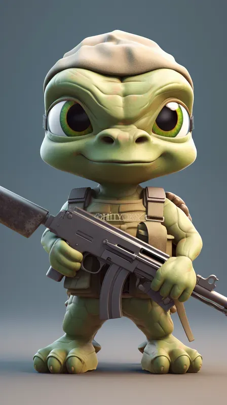 Cute Animals In Uniforms With Guns