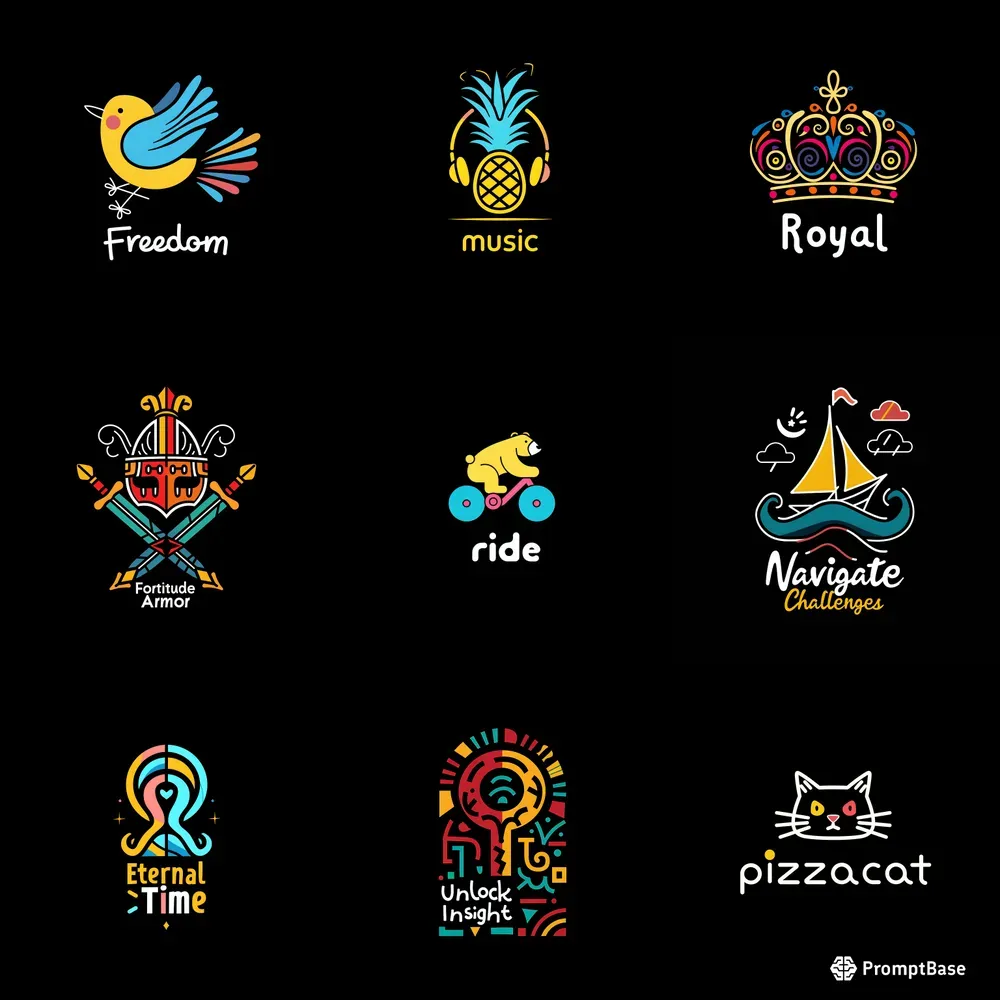 Colorful Whimsical Logos With Your Text