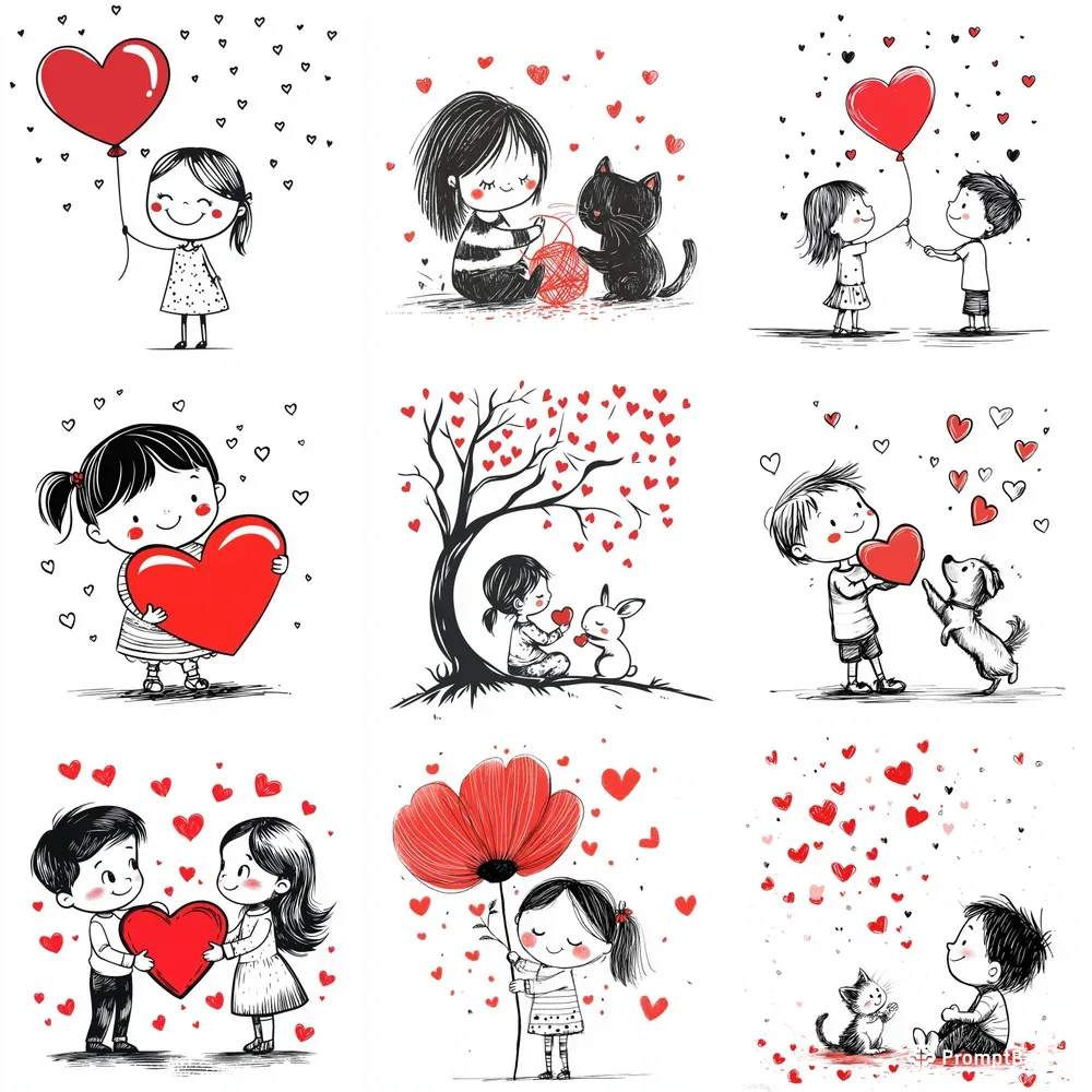 Valentines Day Line Art Designs