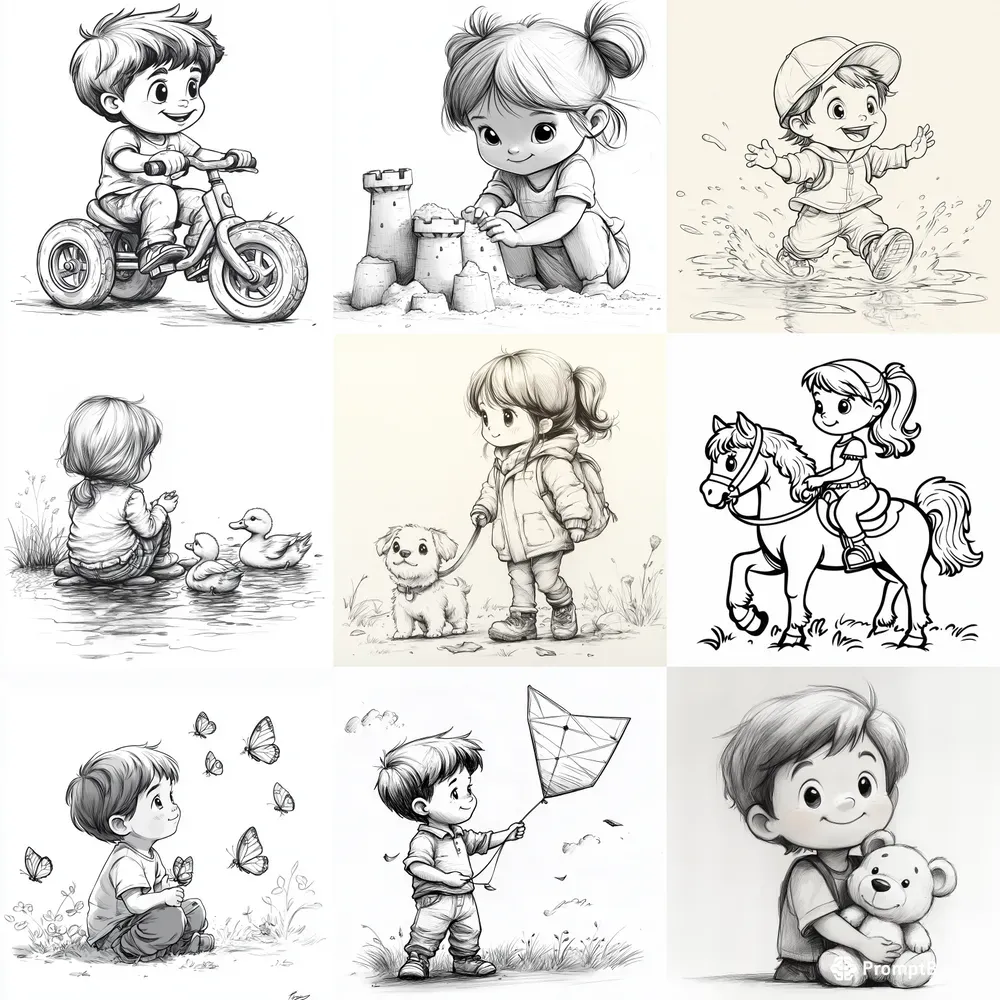 Line Art Illustrations For Coloring Books