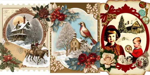 Vintage Winter Greeting Cards generated by midjourney