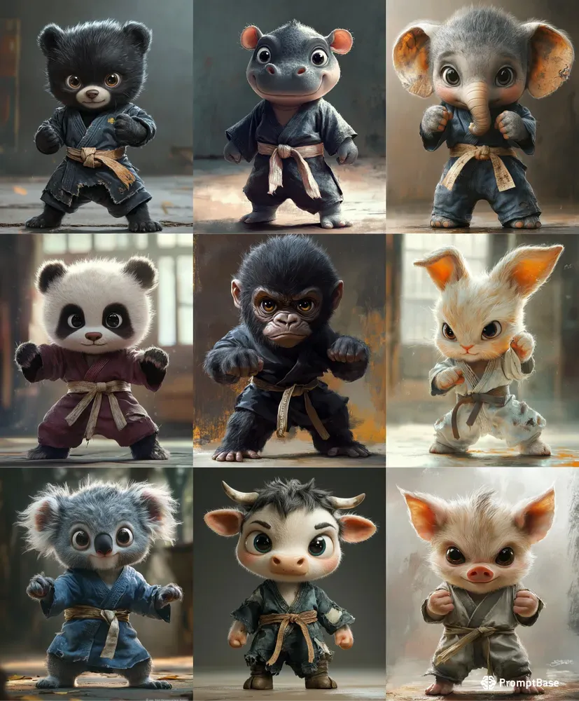 Babies Animals In Martial Art Stances
