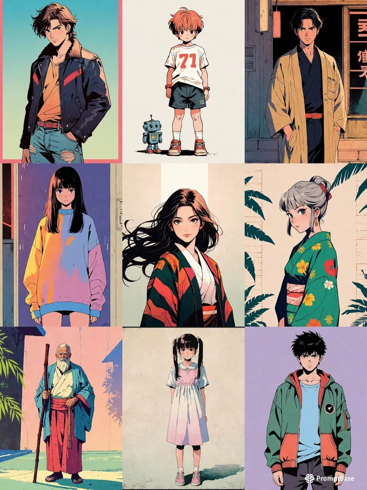 Vintage Anime Fullbody Character Designs