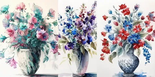 Botanical Watercolor Drawings generated by midjourney