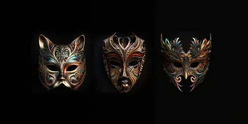 Thematic Masquerade Mask Designs generated by midjourney