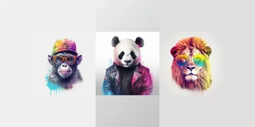 Colorful Fun Animals Tshirt Designs generated by midjourney