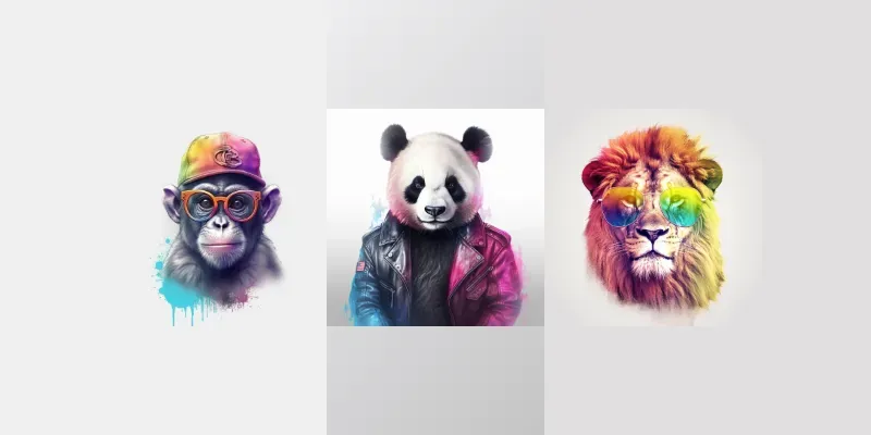 Colorful Fun Animals Tshirt Designs generated by undefined