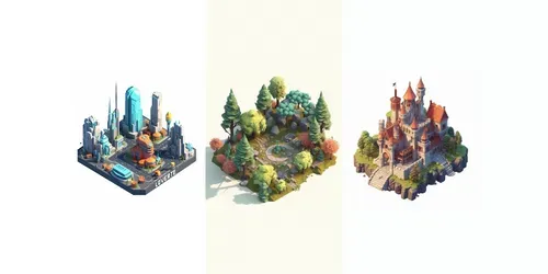 Isometric Game Assets generated by midjourney