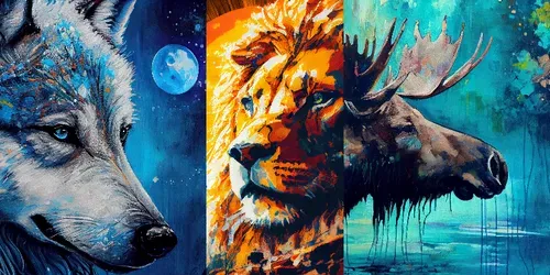 Abstract Acrylic Paintings Of Animals generated by midjourney