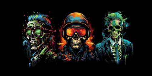 Color Splash Vector Skull Shirt Designs generated by midjourney
