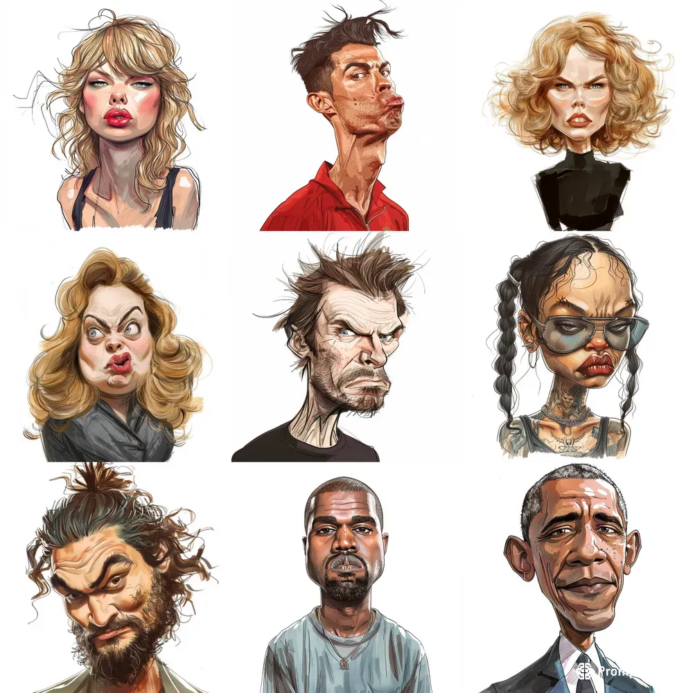 Funny Sketches Celebrities Caricatures