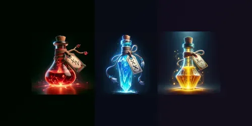 Magic Potions With Paper Tags generated by dalle