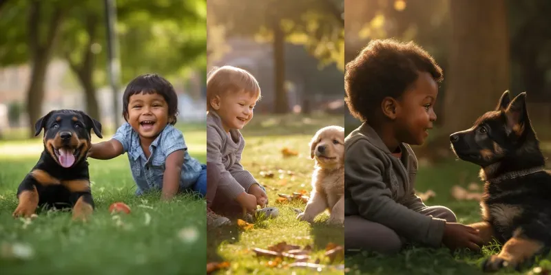 Photorealistic Children Playing With Pets generated by undefined