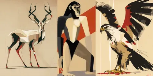 Abstract Animal Drawings generated by midjourney