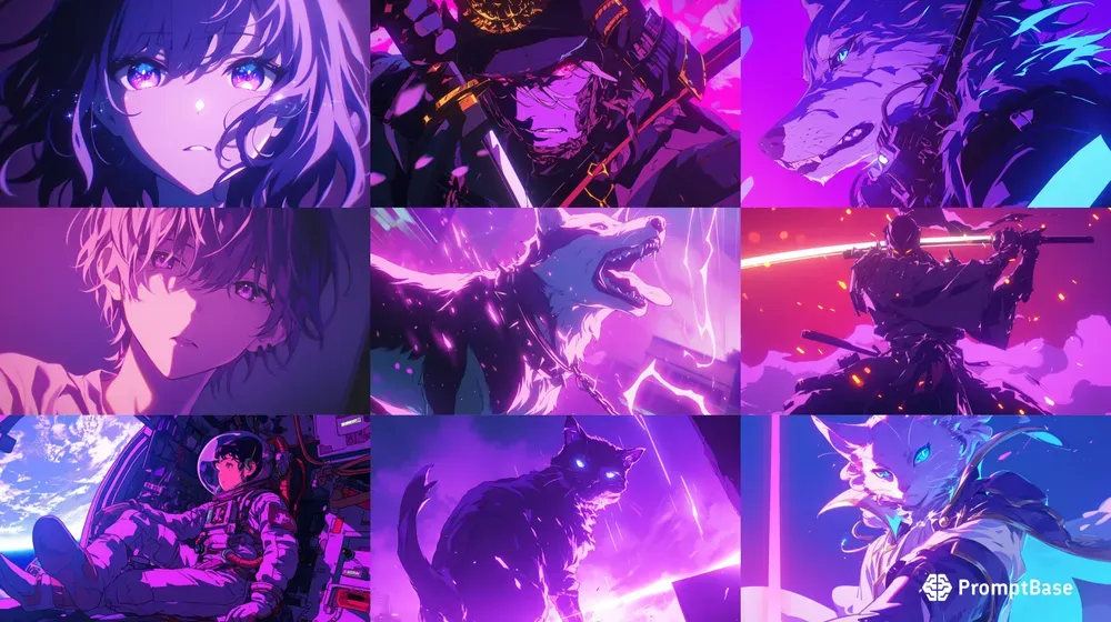 Purple Anime Synthwave Style