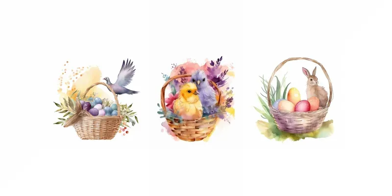 Watercolor Spring Or Easter Illustrations generated by undefined