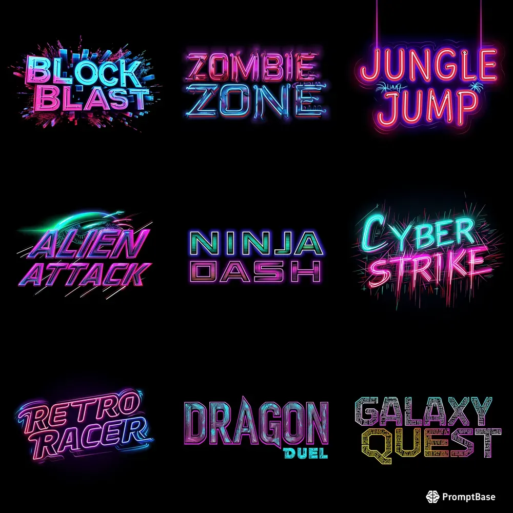 Neon Gaming Text And Titles