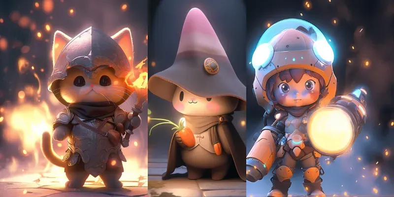Various Magical Cute Characters generated by undefined