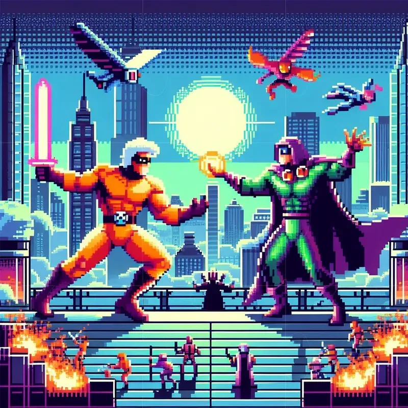 Retro Game Art With Foes
