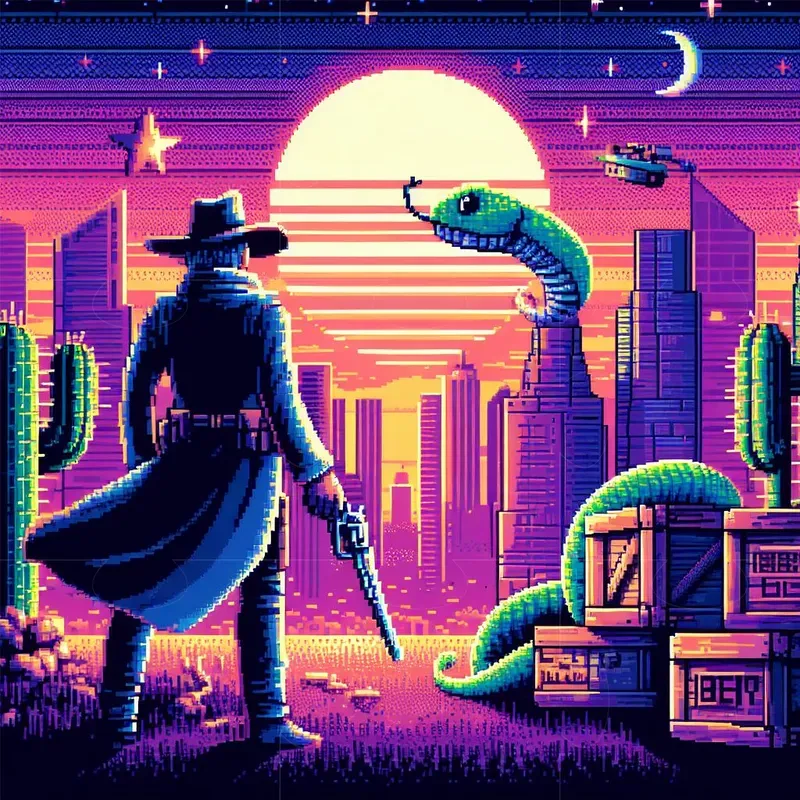 Retro Game Art With Foes