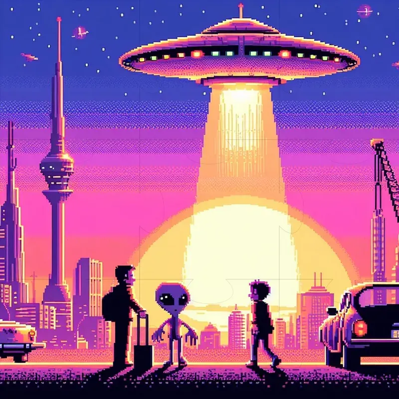 Retro Game Art With Foes