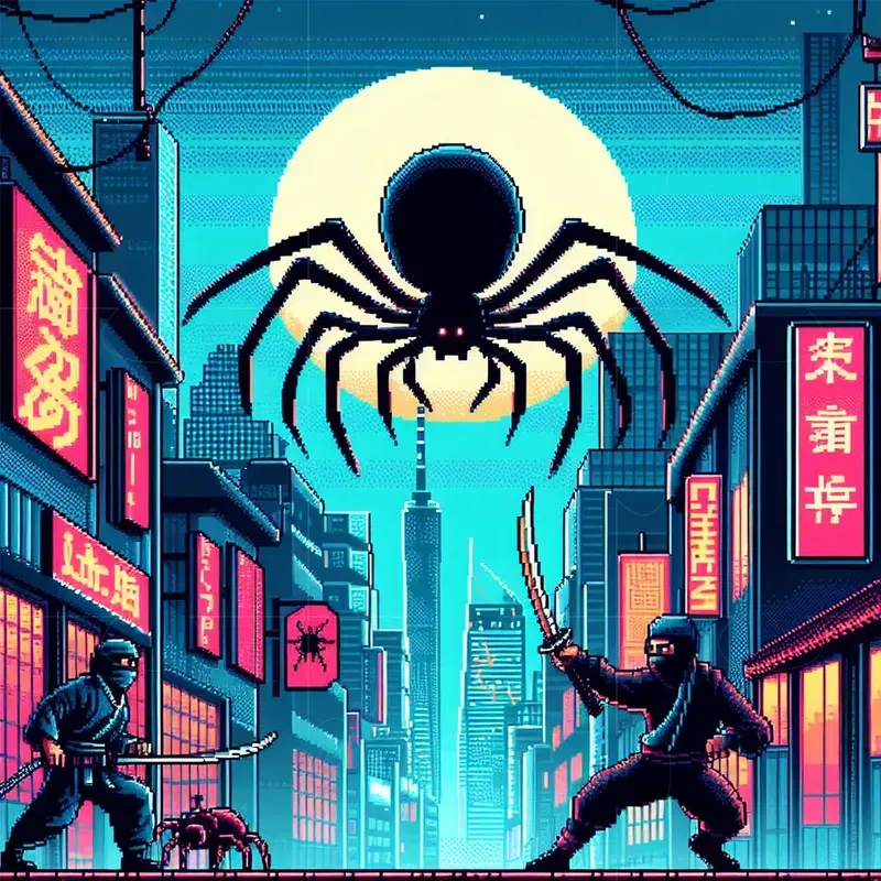 Retro Game Art With Foes