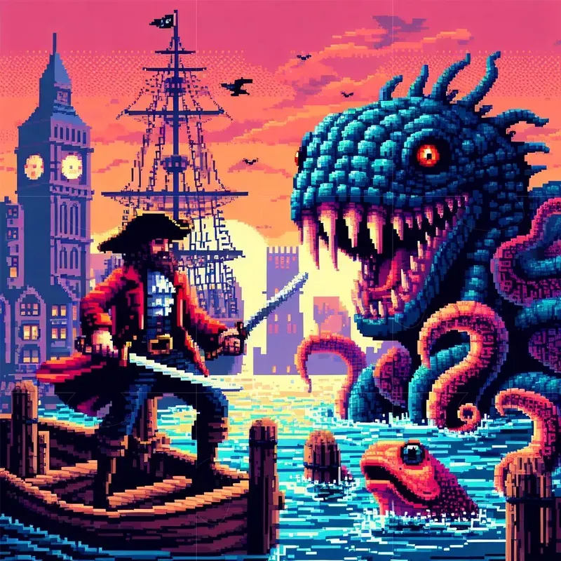 Retro Game Art With Foes