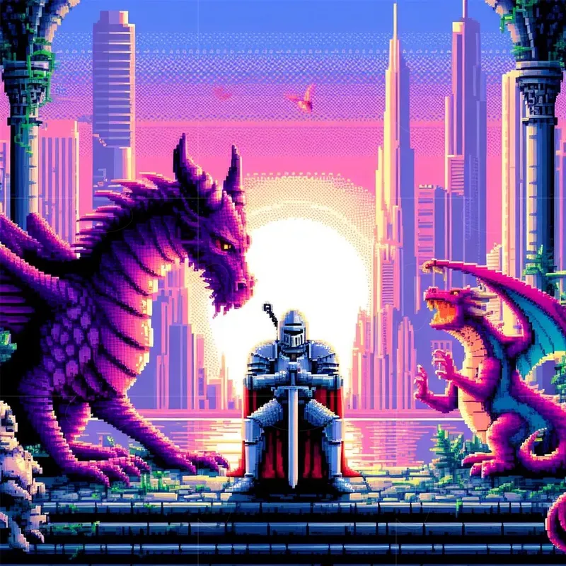Retro Game Art With Foes