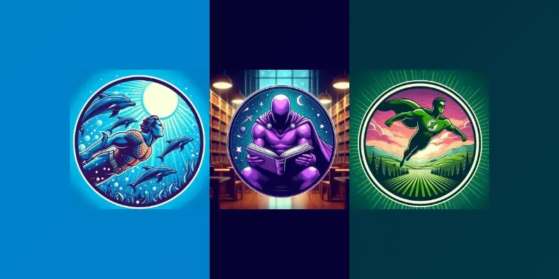 Superheroes In Action Logos Collections generated by undefined