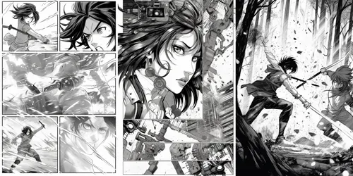 Fight Scene Anime Manga Comic Pages generated by midjourney