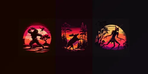Kung Fu Animals T-shirt Vectors generated by midjourney
